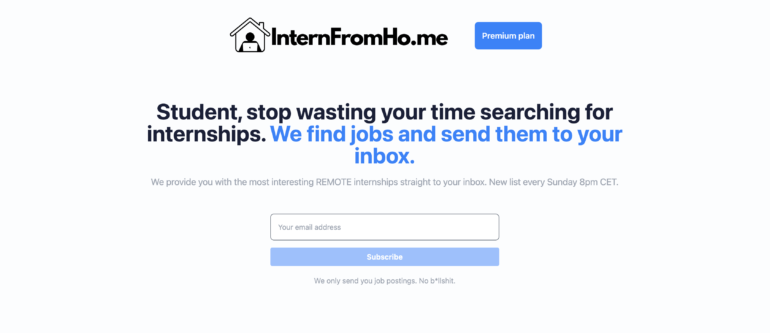 InternFromHo.me - Internships straight to your inbox | Product Hunt