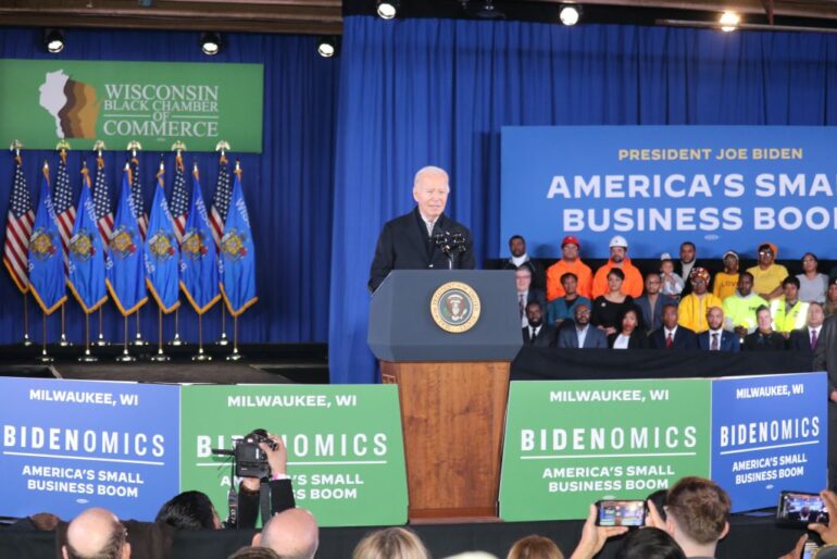 Biden Touts ‘Small Business Boom’ In Visit to Milwaukee