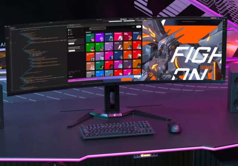 Gigabyte Aorus 49-inch QD-OLED gaming monitor uses AI to help prevent burn-in